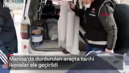 Manisa'da durdurulan araçta tarihi ikonalar ele geçirildi