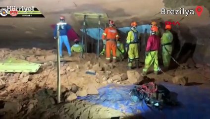 Brezilya'da çöken mağaradaki kurtarma çalışmalarından görüntüler
