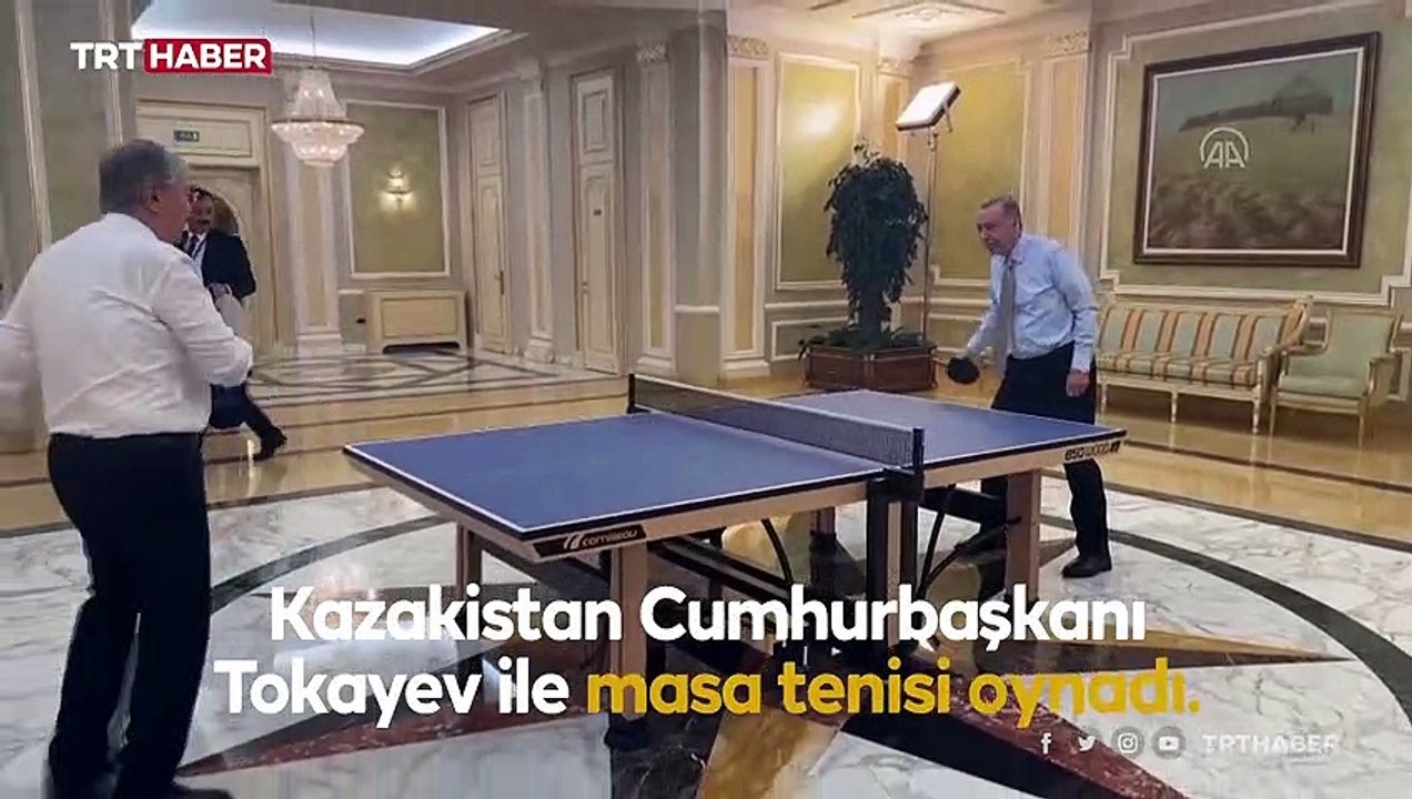 Cumhurbaşkanı Erdoğan ile Tokayev masa tenisi oynadı