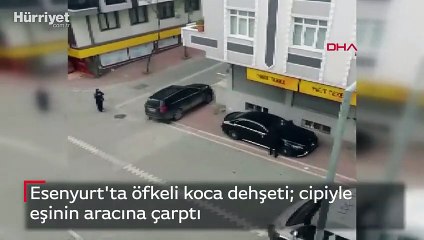 Esenyurt'ta öfkeli koca dehşeti  cipiyle eşinin aracına çarptı