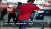 Marmaray'da tekme tokat kavga kamerada