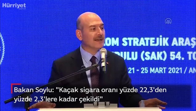 Bakan Soylu: Kaçak sigara oranı yüzde 22,3'den yüzde 2,3'lere kadar çekildi