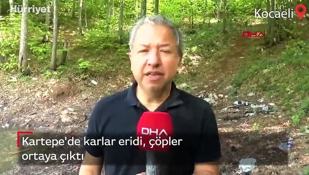 Kocaeli Kartepe'de karlar eridi, çöpler ortaya çıktı