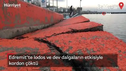 Download Video: Edremit’te lodos ve dev dalgaların etkisiyle kordon çöktü