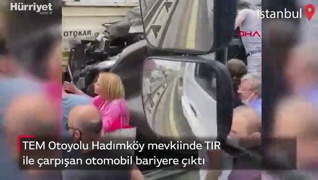 Hadımköy'de feci kaza! TIR ile bariyer arasında sıkıştı
