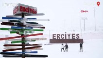 Erciyes Kayak Merkezi'nde kar yağışı etkili oldu