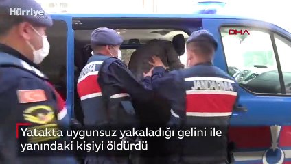 Yatakta uygunsuz yakaladığı gelini ile  yanındaki kişiyi öldürdü