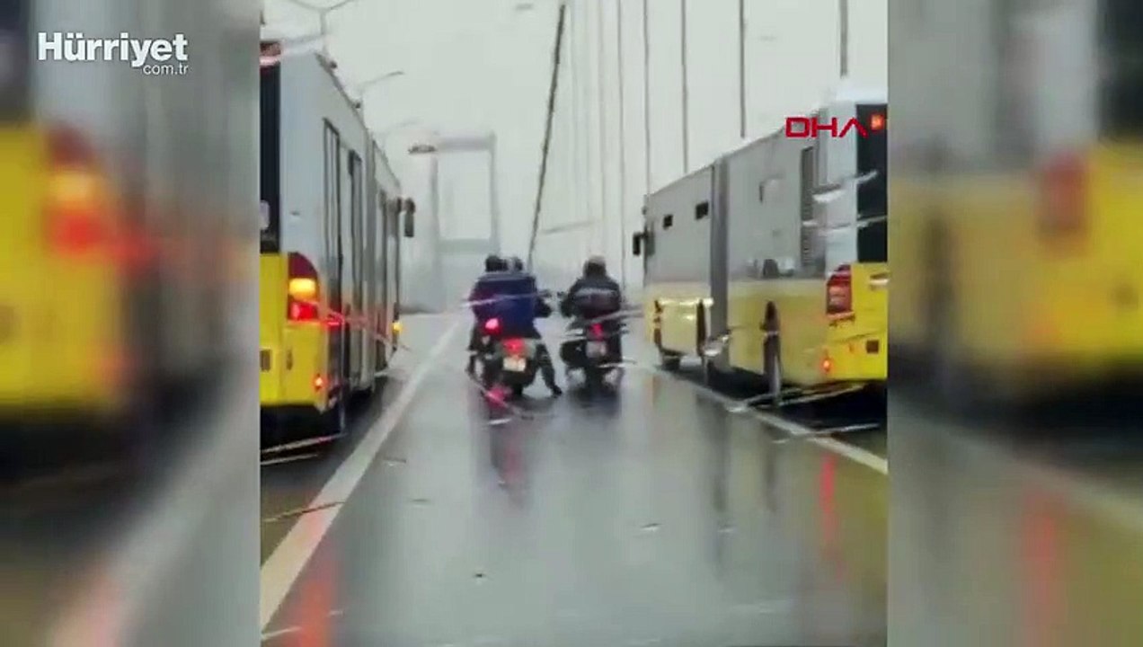 15 Temmuz Şehitler Köprüsü'nde otobüs şoförleri motosikletlileri lodostan böyle korudu