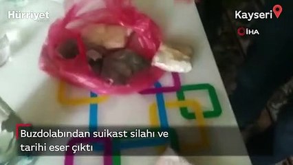 Şaşırtan görüntü! Buzdolabından suikast silahı ve tarihi eser çıktı