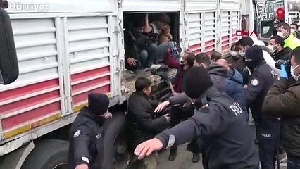 Van'da 1 kişinin öldüğü kaza sonrası TIR'dan balık istifi 114 kaçak göçmen çıktı