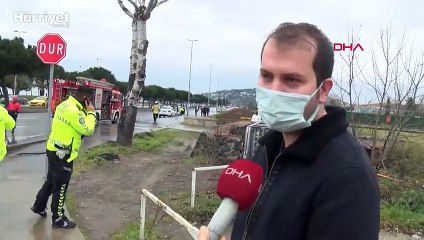 Kartal sahil yolunda otomobil alev alev yandı