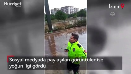 Sel nedeniyle mahsur kalan sürücülerin yardımına polis koştu