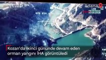 Kozan'da ikinci gününde devam eden  orman yangını İHA görüntüledi