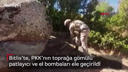 Bitlis'te, PKK'nın toprağa gömülü patlayıcı ve el bombaları ele geçirildi