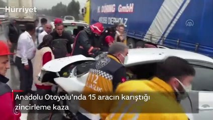 Anadolu Otoyolu'nda 15 aracın karıştığı zincirleme kaza