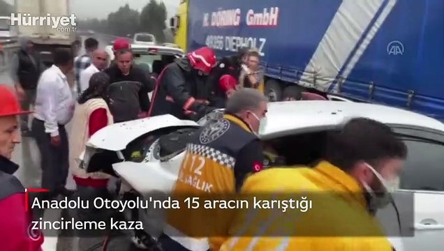 Anadolu Otoyolu'nda 15 aracın karıştığı zincirleme kaza