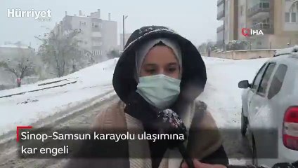 Sinop-Samsun karayolu ulaşımına kar engeli
