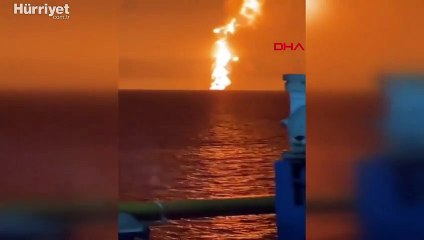 Hazar Denizi'nde şiddetli patlama! O anlar kamerada