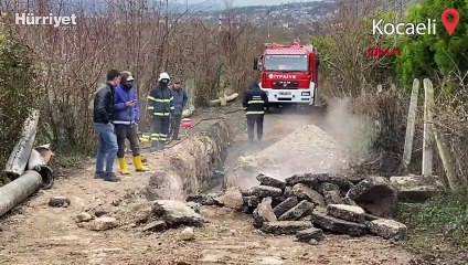 Kartepe'de doğal gaz boru hattının delinmesi paniğe neden oldu