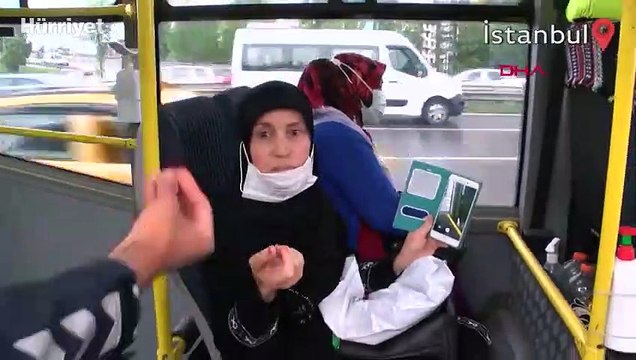 Minibüste maske takmadığı için ceza yedi makbuzu yırttı