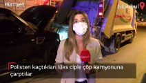 Polisten kaçtıkları lüks ciple çöp kamyonuna çarptılar