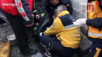 Yangına müdahale ederken canından oluyordu... İtfaiye erinin ölümden döndüğü anlar kamerada