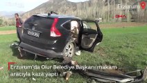 Erzurum'da Olur Belediye Başkanı makam aracıyla kaza yaptı