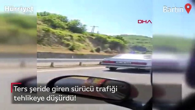 Ters şeride giren sürücü trafiği tehlikeye düşürdü!