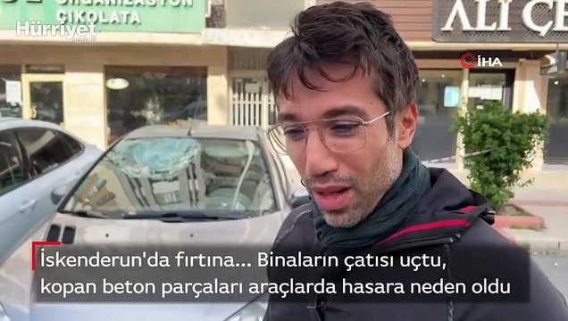 İskenderun'da fırtına etkili oldu, binaların çatısı uçtu