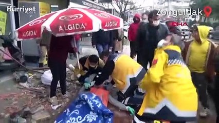 Zonguldak'ta balkon işçinin üzerine çöktü