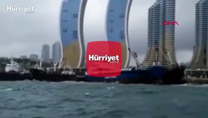 Kartal'da sürüklenen gemi kıyıdaki gemiye yaslandı