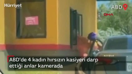 ABD'de 4 kadın hırsızın kasiyeri darp ettiği anlar kamerada