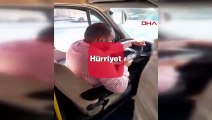 Minibüs şoförünün tehlikeli sosyal medya tutkusu kamerada