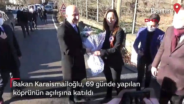 Bakan Karaismailoğlu, Bartın'da 69 günde yapılan köprünün açılışına katıldı