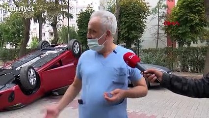 Bakırköy'de ara sokakta ters dönmüş otomobil görenler gözlerine inanamadı