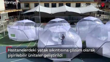 Kolombiya'da hastanelerdeki yatak sıkıntısına çözüm olarak şişirilebilir üniteler geliştirildi