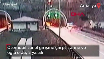 Otomobil tünel girişine çarptı, anne ve oğlu öldü  2 yaralı