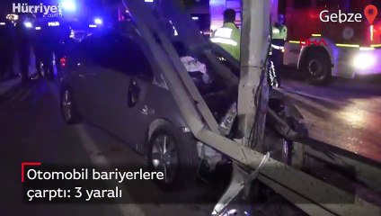Feci kaza! Otomobil bariyerlere çarptı
