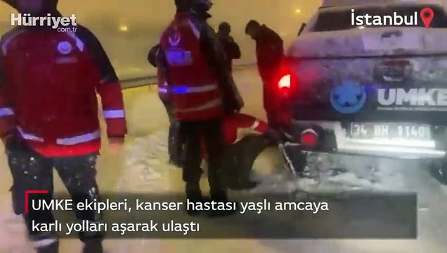 UMKE ekipleri, kanser hastası yaşlı amcaya karlı yolları aşarak ulaştı
