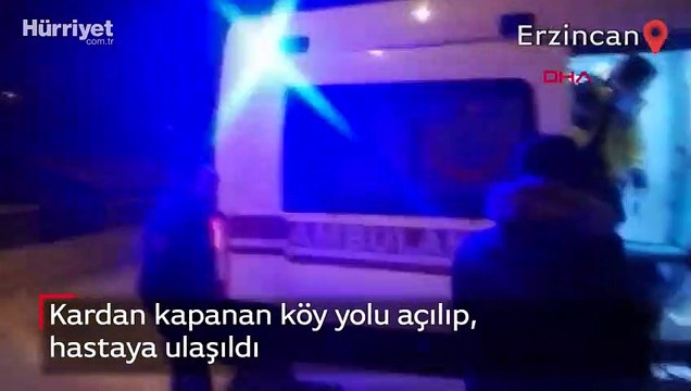 Kardan kapanan köy yolu açılıp, hastaya ulaşıldı