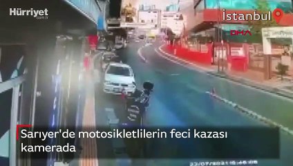 Sarıyer'de motosikletlilerin feci kazası kamerada