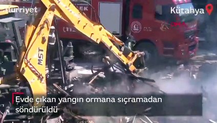 Download Video: Evde çıkan yangın ormana sıçramadan söndürüldü