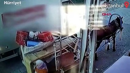 Avcılar'da at arabalı hırsızlık! O anları kamerada