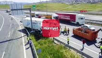 Kuzey Marmara Otoyolu'nda TIR bariyerlere girdi