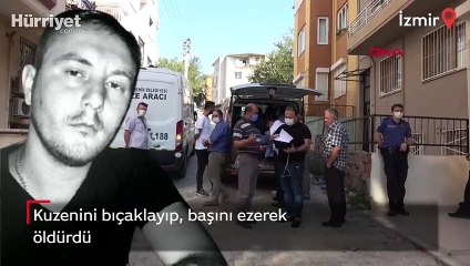 Kuzenini bıçaklayıp, başını ezerek öldürdü