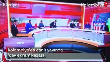 Kolombiya'da canlı yayında 'dev ekran' kazası