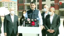 Bakan Murat Kurum, deprem konutları şantiyesinde açıklamalarda bulundu