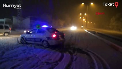 Tokat'ta buzlanma ulaşımı aksattı
