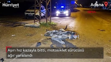 Aşırı hız kazayla bitti, motosiklet sürücüsü ağır yaralandı