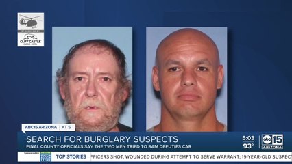 Download Video: Burglary suspects sought after ramming Pinal County deputy vehicles, leading to shooting